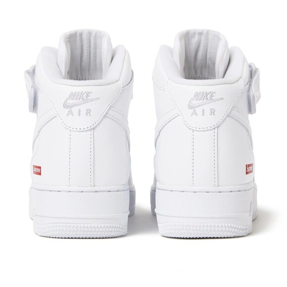 Size 9 - Nike Supreme x Air Force 1 Mid Box Logo - Triple White - Pink Supreme main image 14